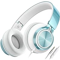 AILIHEN C8 Headphones Wired, On-Ear Headphones with Microphone and Volume Control, Corded 3.5mm Headset for Boys Girl School Smartphones Chromebook Laptop Computer Tablets Airplane Travel (Lime Green)