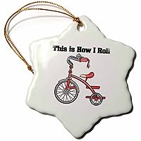 3dRose orn_102625_1 This is How I Roll Trike Tricycle Design Snowflake Porcelain Ornament, 3-Inch