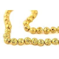TheBeadChest Gold Electroplated Lava Beads (4mm)