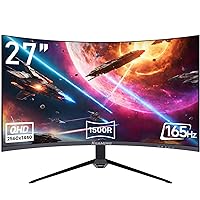 27 Inch Curved Gaming Monitor, QHD 2560 x 1440 Computer Monitor 144Hz/165Hz, 16:9 Wide HDR Display, FreeSync, 1ms Response, PC Monitor Built-in Speaker, 2* HDMI & DisplayPort, Tilt Adjustable