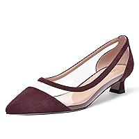 Womens All Weather Pointed Toe Solid Slip On Office Suede Kitten Low Heel Pumps Shoes 1.5 Inch
