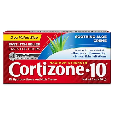 Cortizone 10 Maximum Strength Anti-Itch Cream With Aloe, 1% Hydrocortisone Anti-Itch Cream, 2 oz.