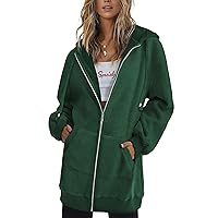 Zeagoo Womens Zip Up Hoodies Long Sleeve Fall Hooded Lightweight Tunic Sweatshirt Oversize Fleece Jacket With Pockets