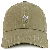 Trendy Apparel Shop Palm Tree Solid White Embroidered Washed Cotton Adjustable Cap