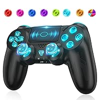 LED Wireless Controller for PS4, Custom Light Mechanical Design for Playstation 4 Controller Compatible with PS4/Slim/Pro/PC/iOS/Android with Turbo/Motion Sensor/1000mAh Battery/3.5mm Headphone Audio
