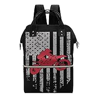 USA Flag Dirtbike Motocross Large Capacity Shoulder Bag Waterproof Mommy Tote Bags Travel Diaper Backpack for Women