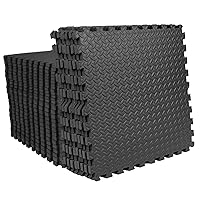 APM36001BK Torin Interlocking Foam Exercise Floor Mats: 144 SQ FT, 1/2 inch, 36 Tiles, EVA Gym Mat Flooring, Exercise Equipment Mat for Home Gym Equipment, Black