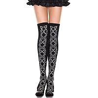 Women's Floral Lace Up Thigh Highs Black One Size Fits Most