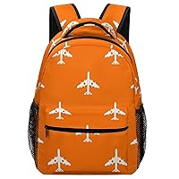 Military Fighter Plane Pattern Travel Laptop Backpack Casual Daypack with Mesh Side Pockets for Book Shopping Work