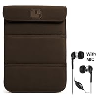 Smart Glove Brown Premium Durable Leather Cover Sleeve Carrying Case can Easily be Converted to a Stand for Kindle Touch 6 inch and Deluxe Stereo Hands Free Headset 3.5mm, with MIC, Black