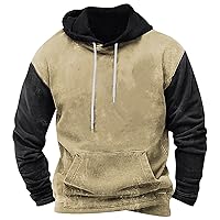 Hoodie Mens Sweatshirts Vintage Hoodies For Men Big Tall Casual Color Block Hooded Sweatshirts 2023 Fall Pullover