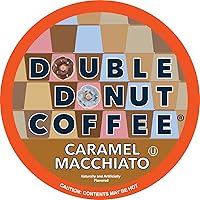 Double Donut Flavored Coffee Pods, Caramel Macchiato Coffee, Caramel Coffee for Keurig K Cups Machines, Medium Roast Coffee in Recyclable Pods, 24 Count