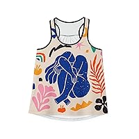 Women's Flat Design Matisse Style Racerback Tank Top, Summer Casual Loose O-Neck Tanks Vest, Vacation Classic-Fit Shirt Cami