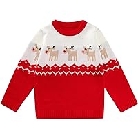 Baby Girls Boys Christmas Deer Print Knitwear Sweater Pullover Christmas Jumper