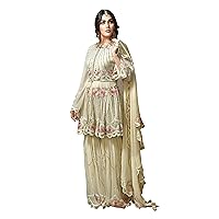 Present Georgette Party/Wedding Wear Pakistani Designer Salwar Suit for Womens Color:-(Cream)