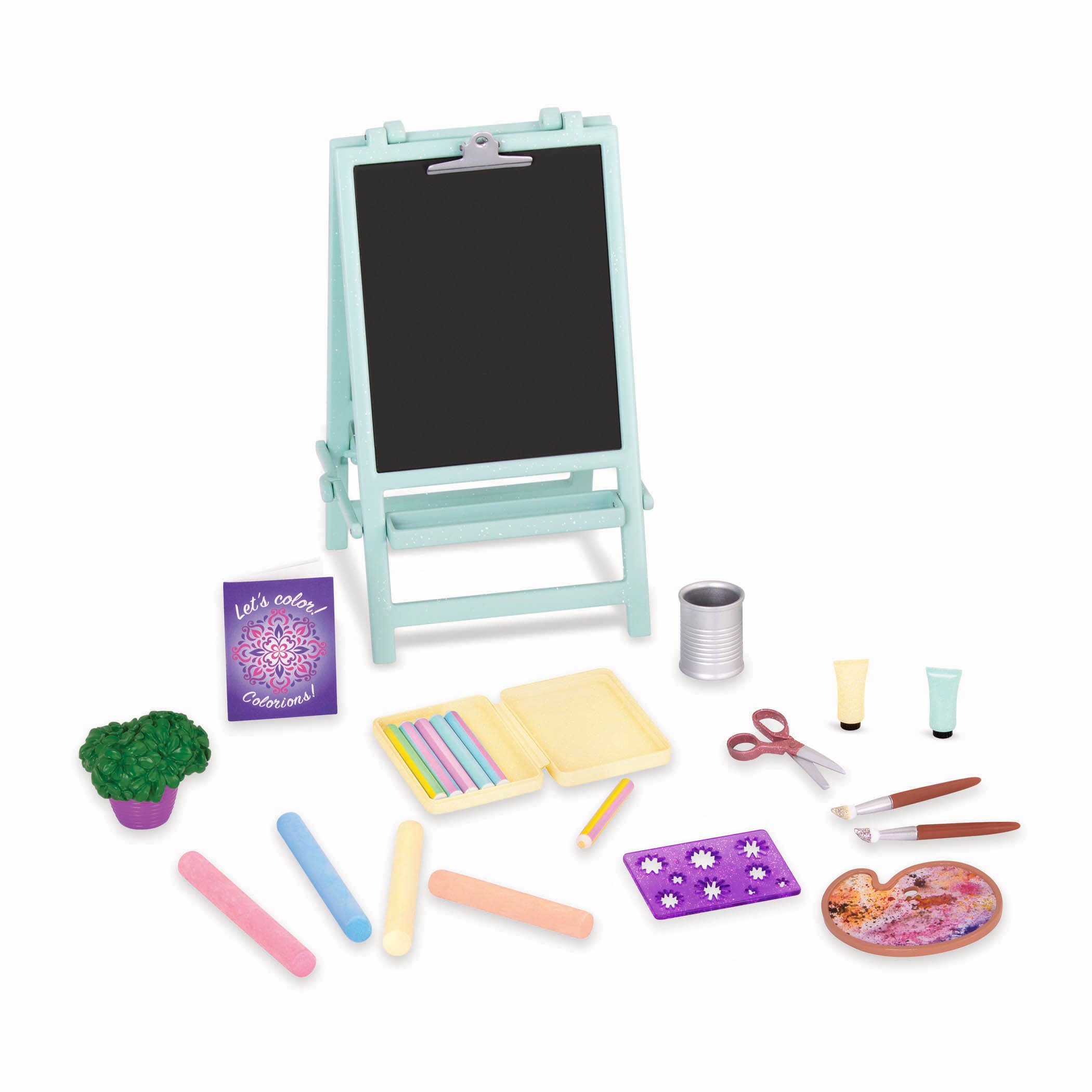 Glitter Girls by Battat – Creative Art Kit Chalkboard Easel Accessory Set – 14-inch Doll Clothes and Accessories for Girls Age 3 and Up – Children’s Toys, 14 inches , Black