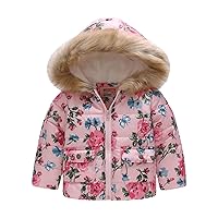 Girls Walls Coat Kids Coat Winter Baby Jacket Girls Hooded Prints Toddler Outwear Zipper Windproof Warm Coat for Kids