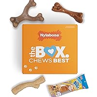 Nylabone Puppy Gift Box - 3 Strong Chew Toys for Teething Puppies and 1 Dog Treat - Puppy Supplies - Flavor Variety, Small/Regular (4 Count)