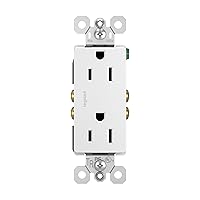 Legrand radiant 885TRWCC12 15 Amp Tamper Resistant Decorator Duplex Outlet, Side Wire or Push Wire, White (1 Count)