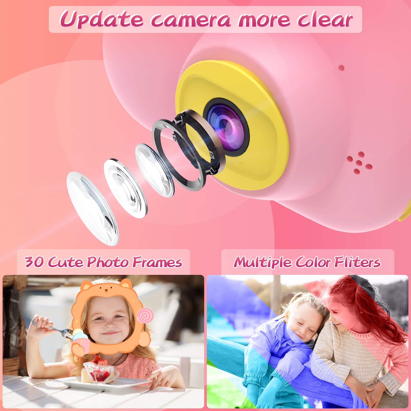OMZER Kids Camera 1080P Selfie Mini Camera, HD Digital Video Camera for Toddlers, Video Recorder Toys for Kids, Christmas Birthday Gifts for Age 3 4 5 6 7 8 9 10 Year Old Girls Boys with 32G SD Card