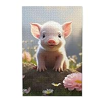 Flower Pig Jigsaw Puzzle 1000 Piece for Adults & Kids, Wall Hanging Puzzles Intellectual Decompressing Fun Family Game Large Puzzle Game Toys Gifts