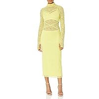 Women's Lizzo Stretch Lace Mock Neck Midi Dress