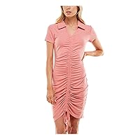 Womens Juniors Knit Ruched Bodycon Dress
