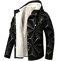 Men's Winter Sherpa Fleece Jacket Full Zip Thicken Hoodies Jackets Warm 3D Print Sweatshirt Coats Casual Outerwear