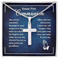 First Holy Communion Gifts Boy, Personalized Christian Necklace For Men, Stainless Steel Cross Necklace For Him, Graduation Birthday Christmas Gift For Son, Brother, Graduation Gifts For Grandson, Gifts For Teenage Boys, Chains For Boys