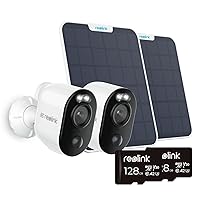 REOLINK Argus 3 Ultra 2 Pack Bundle-4K Solar Security Cameras Wireless Outdoor & 128GB SD Card, Color Night Vision, 2.4/5 GHz Wi-Fi, 2-Way Talk, No Monthly Fee