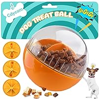Dog Treat Ball, Adjustable Dispensing Interactive Toys, Squeaky Puppy Puzzle Toy for Boredom Slow Feeder (Orange)