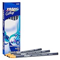 Prang Charcoal Pencils, Hard, Paper Wrapped, Black, 12 Count (60000)