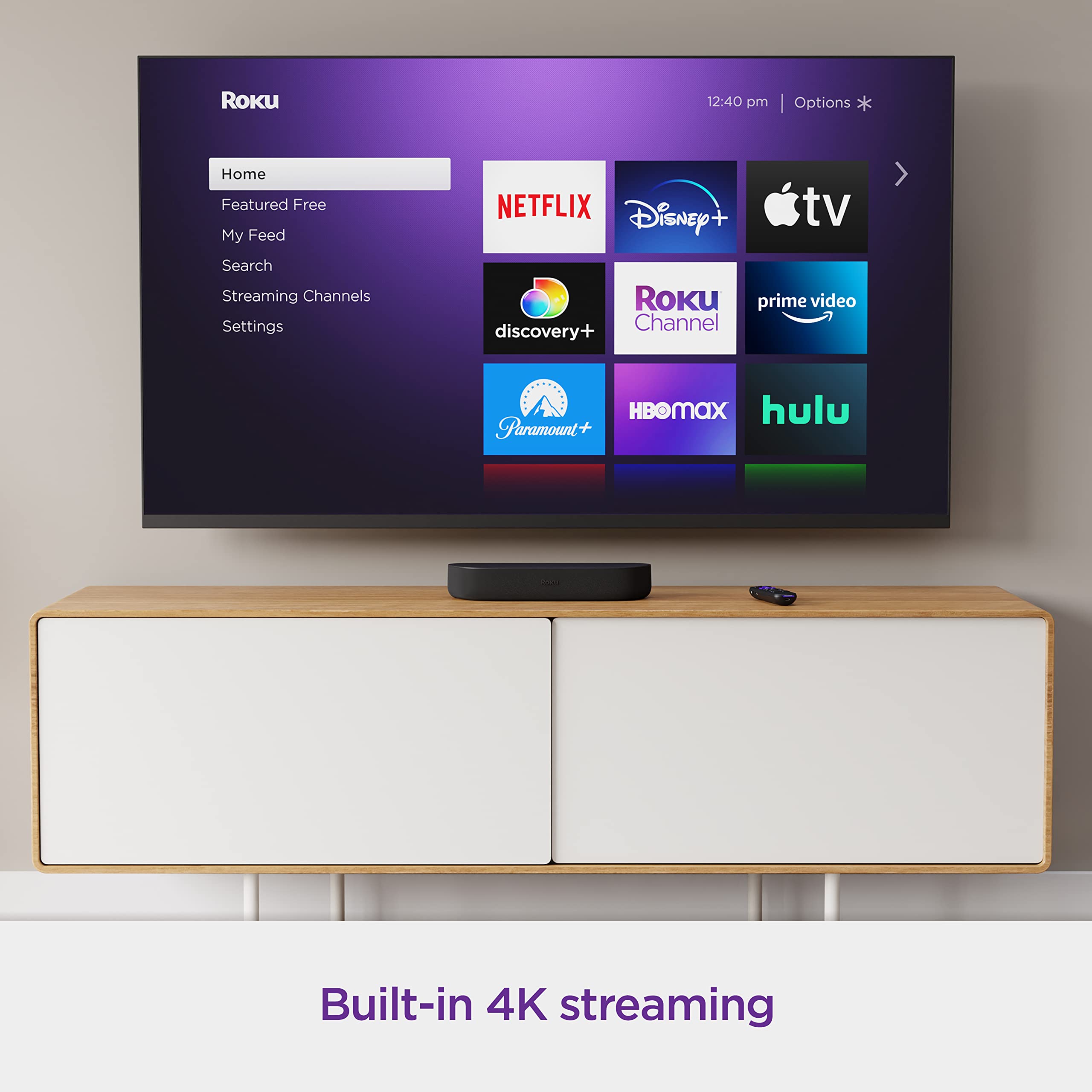 Roku Streambar & Roku Wireless Bass | 4K HDR Streaming Device & Premium Soundbar All in One, Wireless Subwoofer, Roku Voice Remote, Free & Live TV