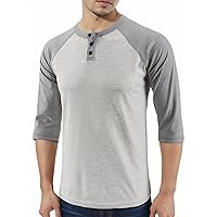 Men's Casual Short/Long Sleeve Henley Shirt Raglan Fit Active Sports Baseball T-Shirts Tee