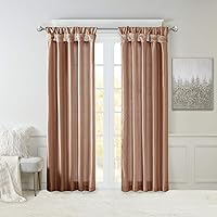 Emilia Faux Silk Single Curtain with Privacy Lining, DIY Twist Tab Top, Window Drape for Living Room, Bedroom and Dorm, 50x95, Spice Red