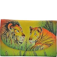 Anna by Anuschka Women's Geniune Leather Hand Painted Large Three Fold Checkbook Clutch Wallet