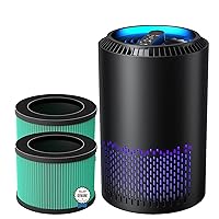 AROEVE Air Purifiers(Black) for Home with Three HEPA Air Filter(One Basic Version & Two Pet Dander Version) For Smoke Pollen Dander Hair Smell In Bedroom Office Living Room and Kitchen