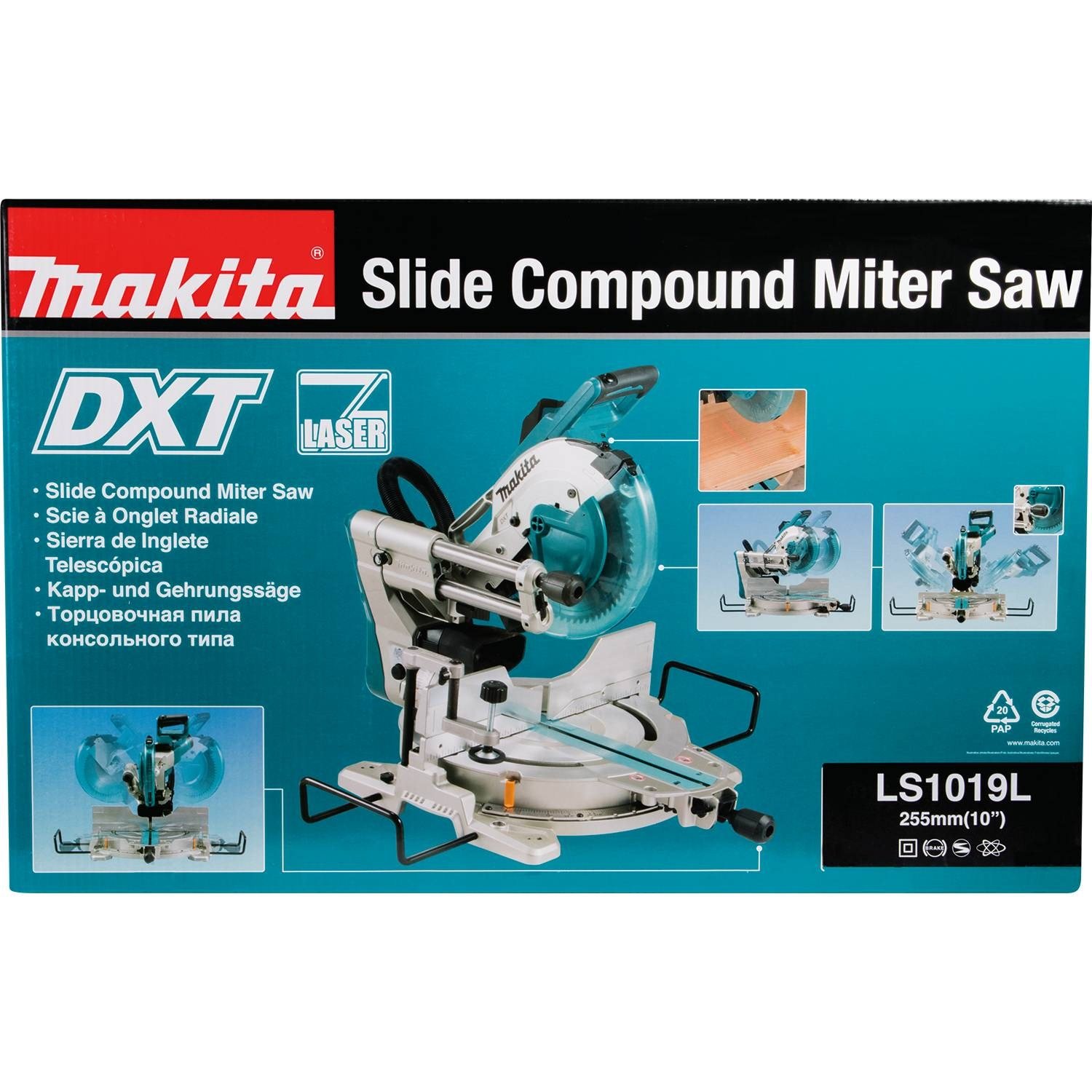 Makita XSL04PTU 18V X2 LXT Lithium-Ion (36V) Brushless Cordless 10" Dual-Bevel Sliding Compound Miter Saw Kit, AWS and Laser (5.0Ah) with WST06 Compac - 1
