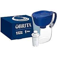 Brita Large Water Filter Pitcher for Tap and Drinking Water with SmartLight Filter Change Indicator + 1 Standard Filter, Lasts 2 Months, 10-Cup Capacity, Blue
