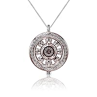 talia Rhodium Plated Rose Gold Silver Vermeil with Pink and White Diamond cut CZ Rotating 3 Charm Pendant Necklace on 20 to 32 Inch Chain