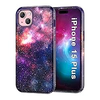 Btscase for iPhone 15 Plus Case 6.7 inch (2023), Marble Pattern 3 in 1 Heavy Duty Full Body Shockproof Hard PC+Soft Silicone Drop Protective Women Girls Cover for iPhone 15 Plus, Starry Sky