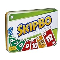 Mattel Games, Skip Bo, tin Box Version, sequencying Card Games, Strategy and Fun, for Ages +7, German Version, L3671