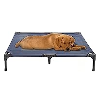 Elevated Dog Bed - 36x29.75-Inch Portable Pet Bed with Non-Slip Feet - Indoor/Outdoor Dog Cot or Puppy Bed for Pets up to 80lbs by PETMAKER (Blue)