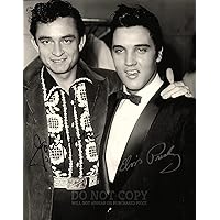 Johnny Cash and Elvis Photograph 11 X 14 - Magnificent Portrait - The Man In Black - The King - American Music Pioneers - Rare Photo - Poster Art Print