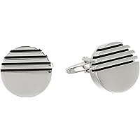 Stacy Adams Men's Circle with Half Stripes Cuff Links