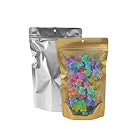 5 Mil Gold/Clear Stand Up Pouch Bags - Professional Flexible Packaging - Resealable - Seal-Top - Heat-Sealable - Hang Hole - Tear Notch - Large 6 x 9.5 x 3.5 in. - 100 Pack