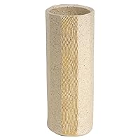Shigaraki Ware MR-1-2522 Hechimon Vase Flower Base, Large, Vertical, White, Ripple Gold Color, Pottery