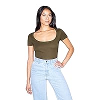 American Apparel Women's Baby Rib Short Sleeve Scoop Neck Top