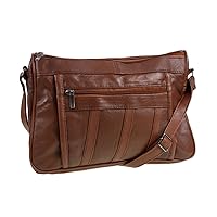Womens Super Soft Nappa Leather Shoulder Bag / Handbag with Two Main Zipped Compartments ( Tan )