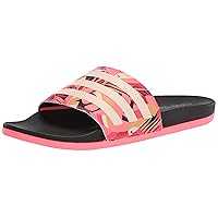 adidas Women's Adilette Comfort Water Shoe, Black/Linen/Signal Pink , 10 medium US